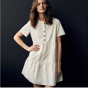 Madewell white Tiered Button-Front Short Sleeve Dress